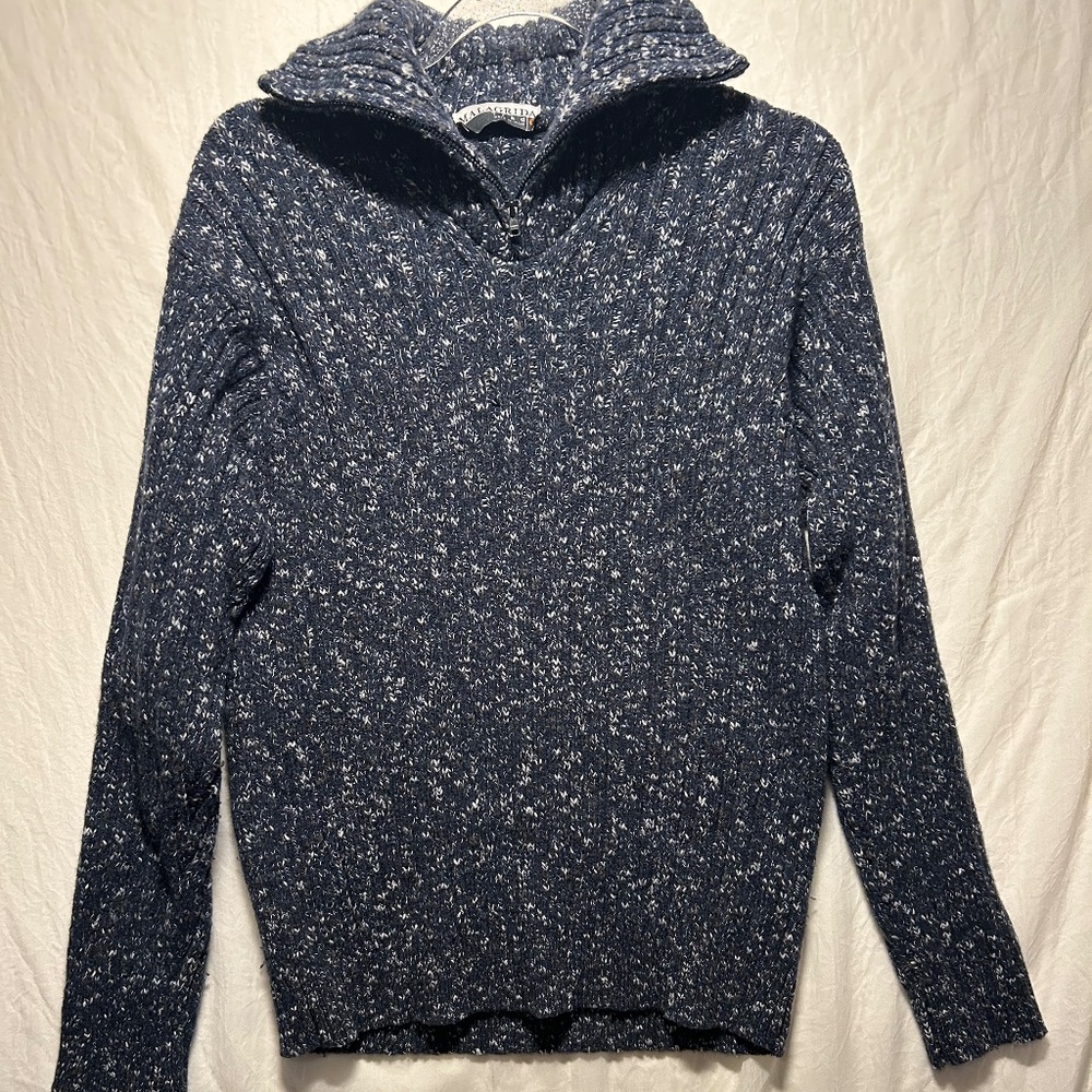 Malagrida 1/4 Quarter Zip Sweater Men's M Made in Italy Virgin Wool‎ Blend Gray